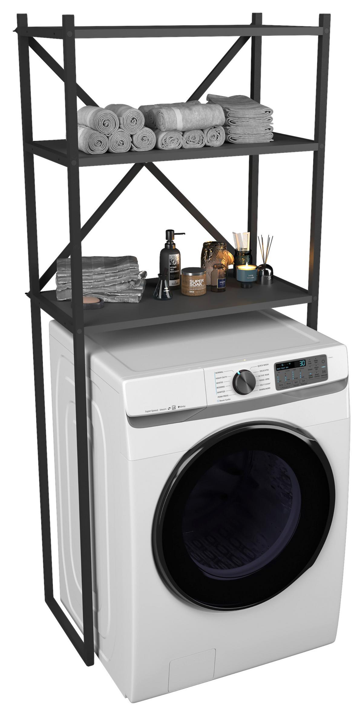 Waschmaschinenschrank Insasi - Anthrazit, MODERN, Holzwerkstoff/Metall (66/160/34cm) - MID.YOU