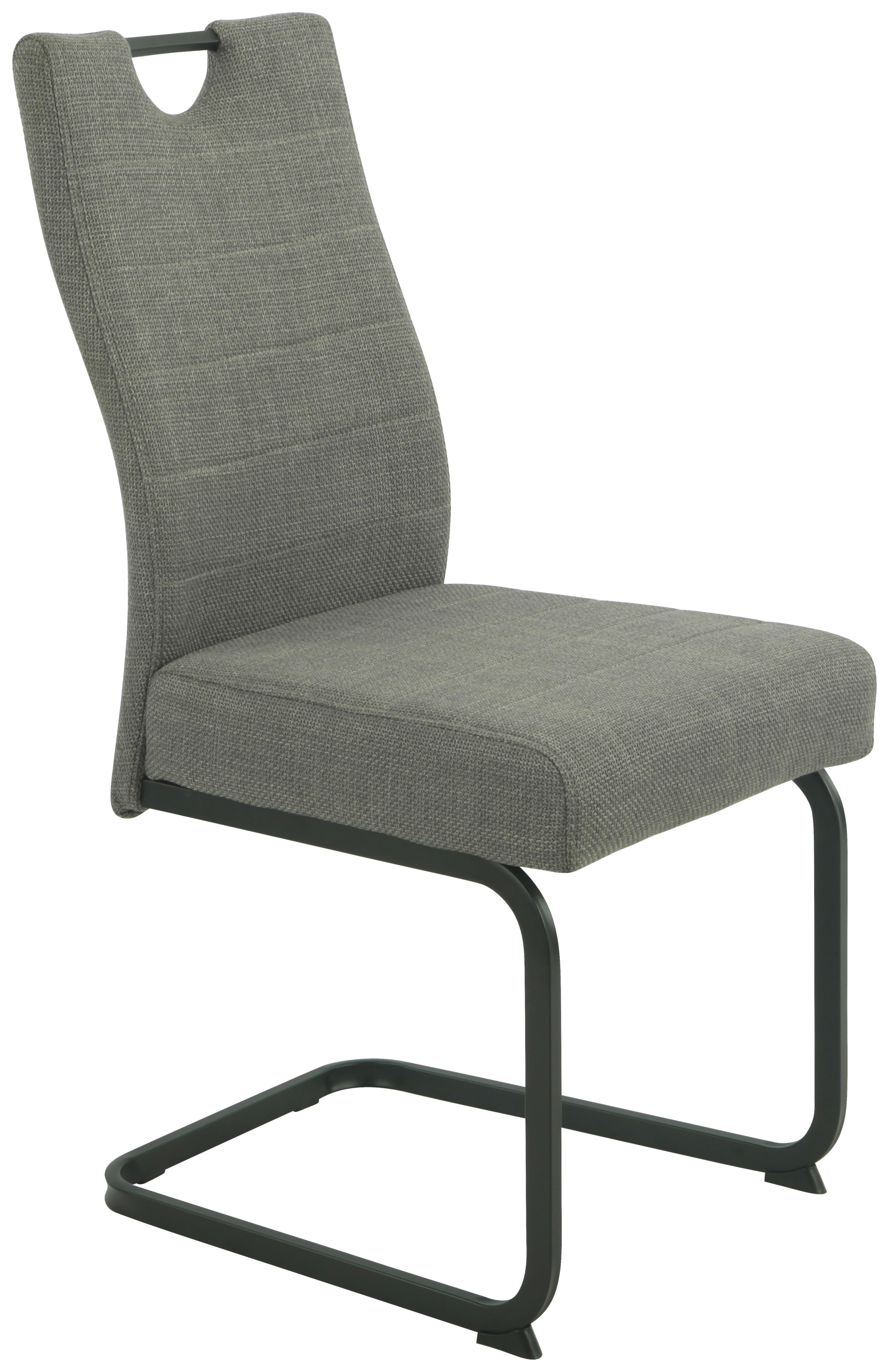 Schwingstuhl Finni Webstoff Grau Federkern - Schwarz/Grau, KONVENTIONELL, Textil/Metall (44/98/60cm)