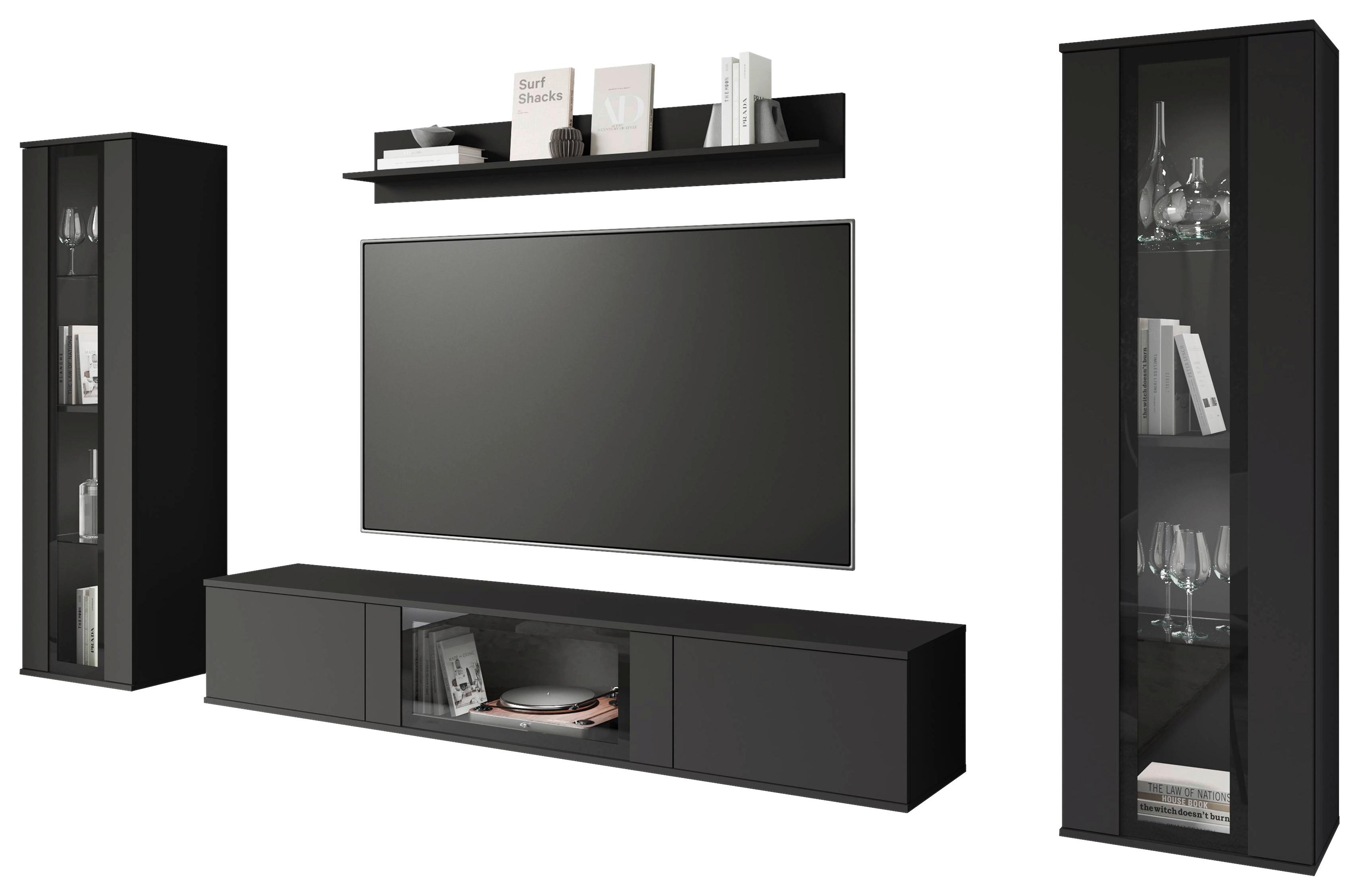OBÝVACÍ STĚNA CARO - černá, Trend, kompozitní dřevo/plast (262/141,9/33cm) - Livetastic