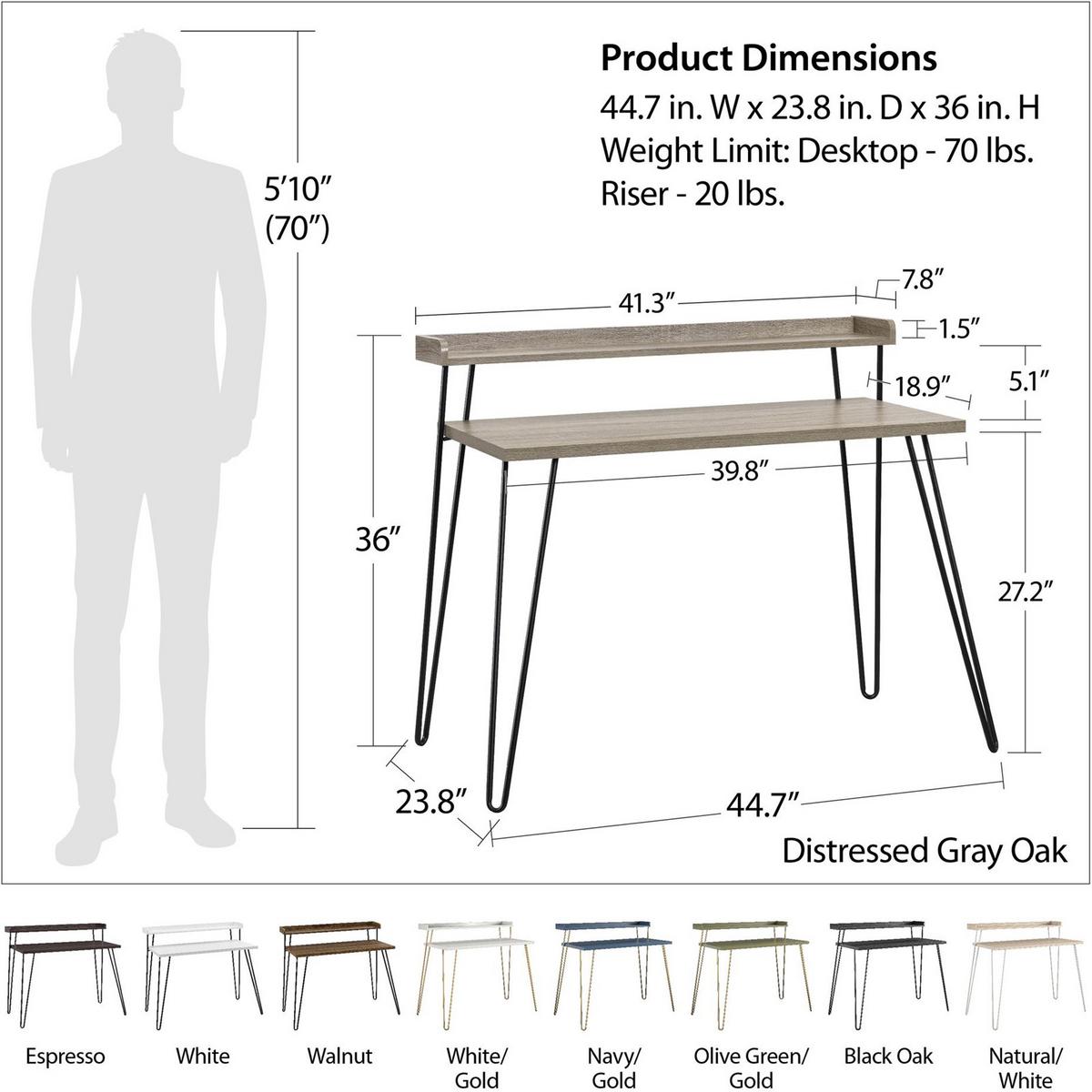 Schreibtisch Haven Rechteckig B: 89 Cm - Sheeshamfarben/Schwarz, Design, Papier/Holzwerkstoff (112/89/60cm) - MID.YOU