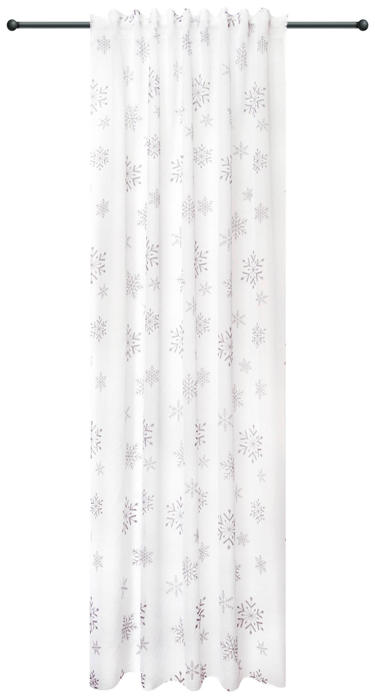 Fertigvorhang Ösen Snowflake 140x245 Cm Silber/weiß - Silberfarben/Weiß, MODERN, Textil (140/245cm) - Luca Bessoni