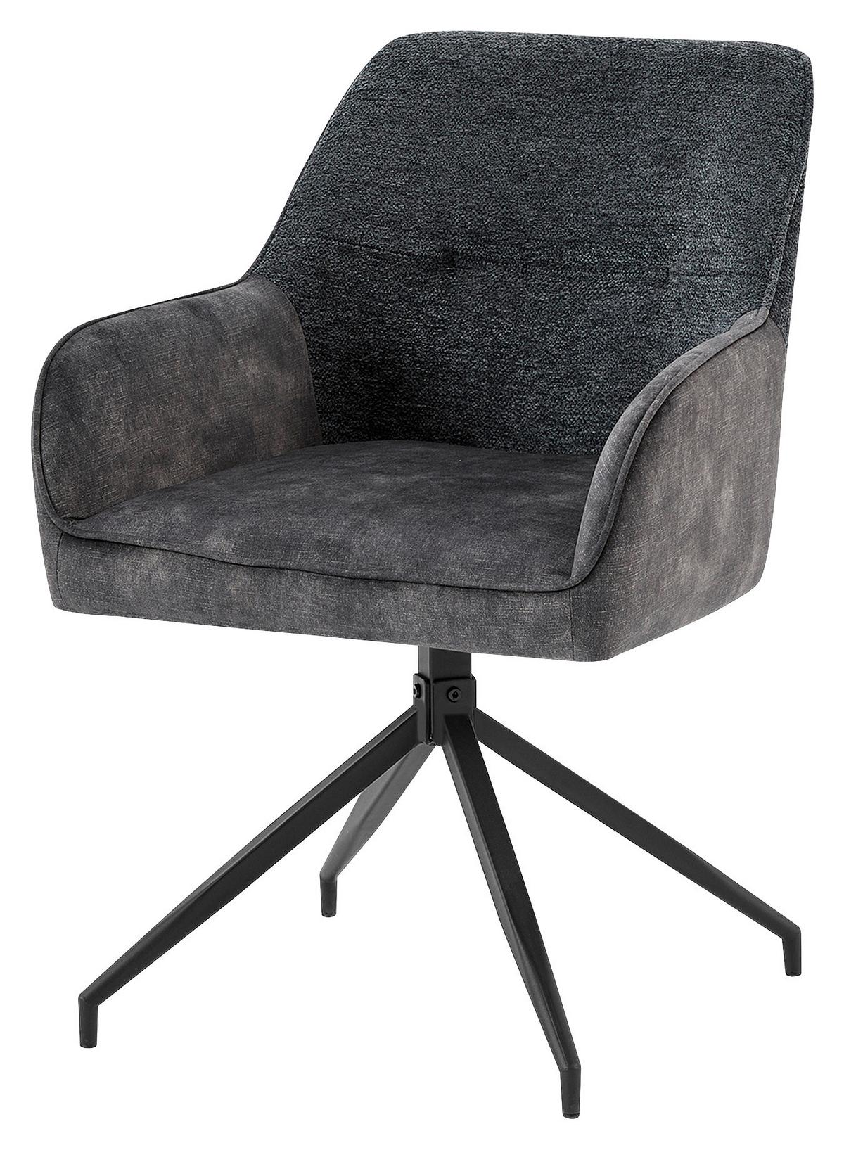 Stuhl-set Jacky - Anthrazit/Schwarz, MODERN, Textil/Metall (62/87/56cm) - MID.YOU