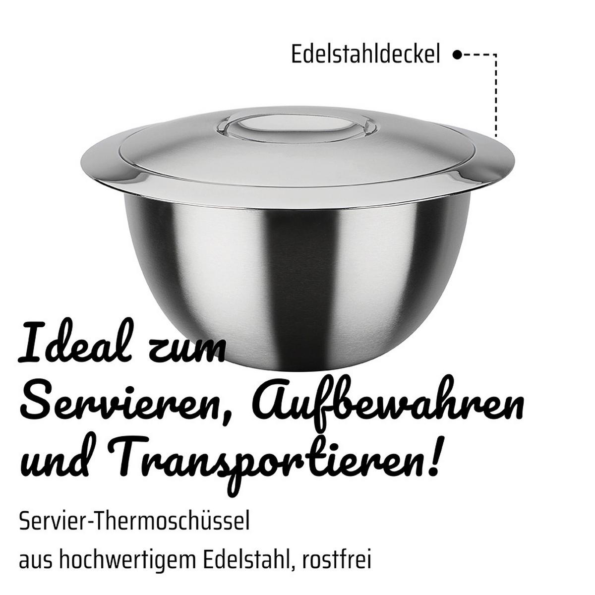Thermoschüssel Edelstahl, 1,2L - Edelstahlfarben, Basics, Metall - GSW