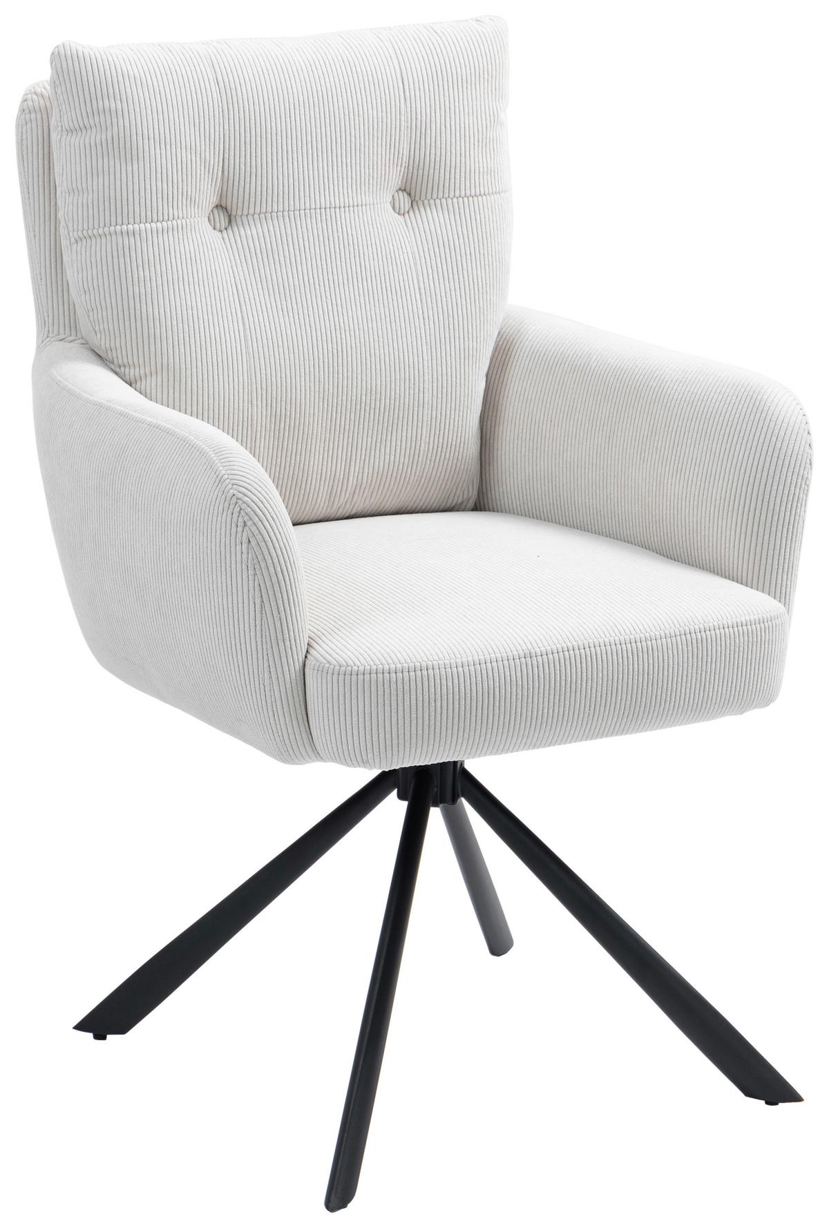 Armlehnstuhl Enja Creme Sitzfl. 180° drehbar, B: 60cm - Creme/Schwarz, KONVENTIONELL, Textil/Metall (60/95/67cm) - MID.YOU