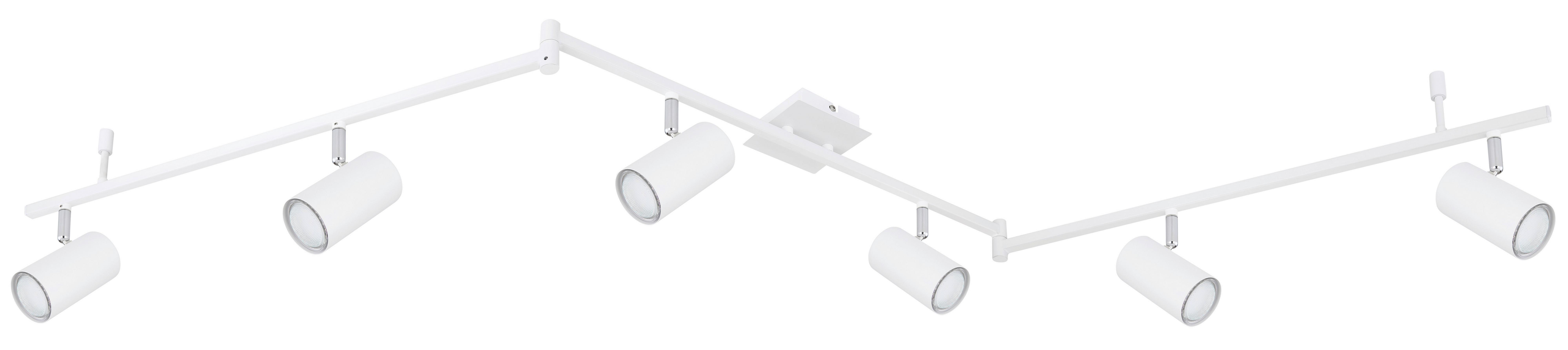 Strahler 6-Flammig verstellbar L: 180 cm - Weiß, Design, Metall (180/10/18,5cm) - Globo