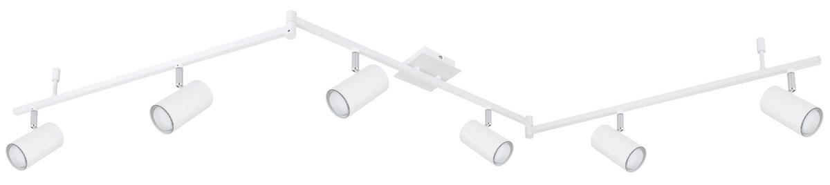 Strahler 6-flammig Verstellbar L: 180 Cm - Weiß, Design, Metall (180/10/18,5cm) - Globo