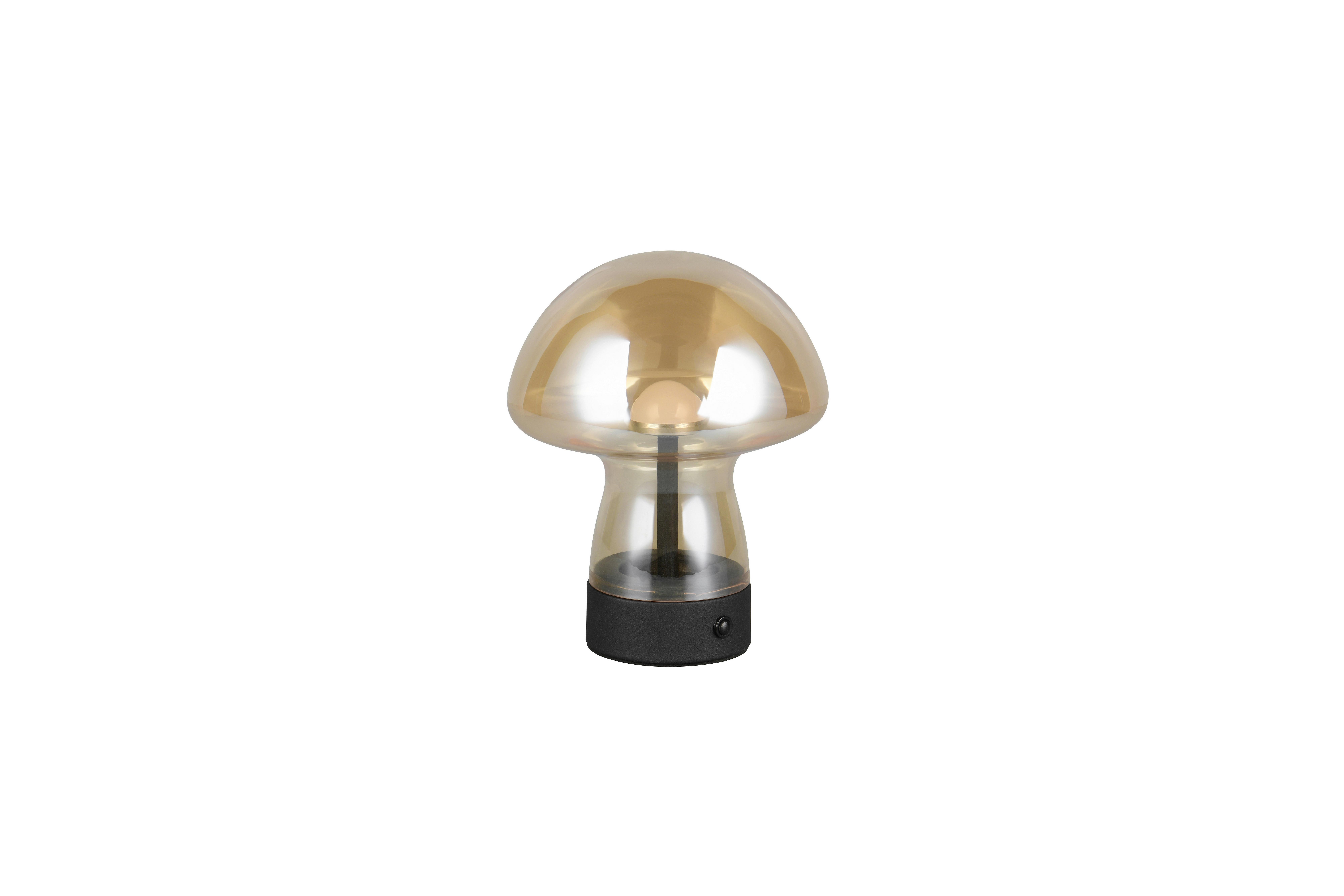 Akku-Tischleuchte Dooley Hellbraun D: 14 cm - Hellbraun, LIFESTYLE, Glas (14/18cm)
