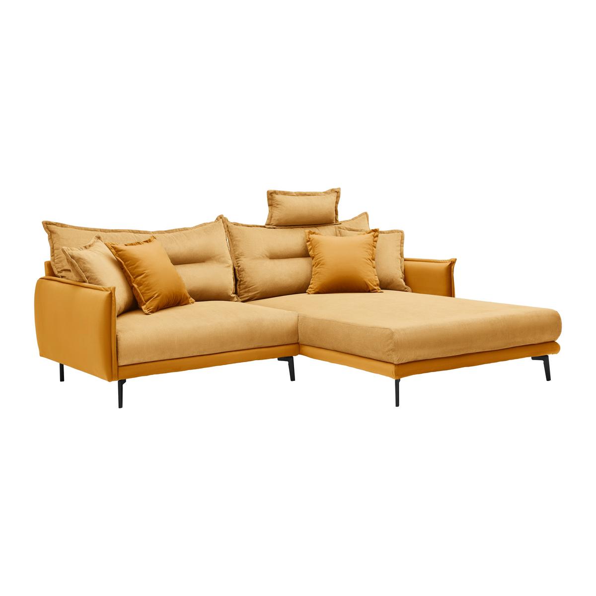 Rohová sedačka NUOVO, oboustranná, žlutá - černá/žlutá, Moderní, kov/textil (245/190cm) - Mömax