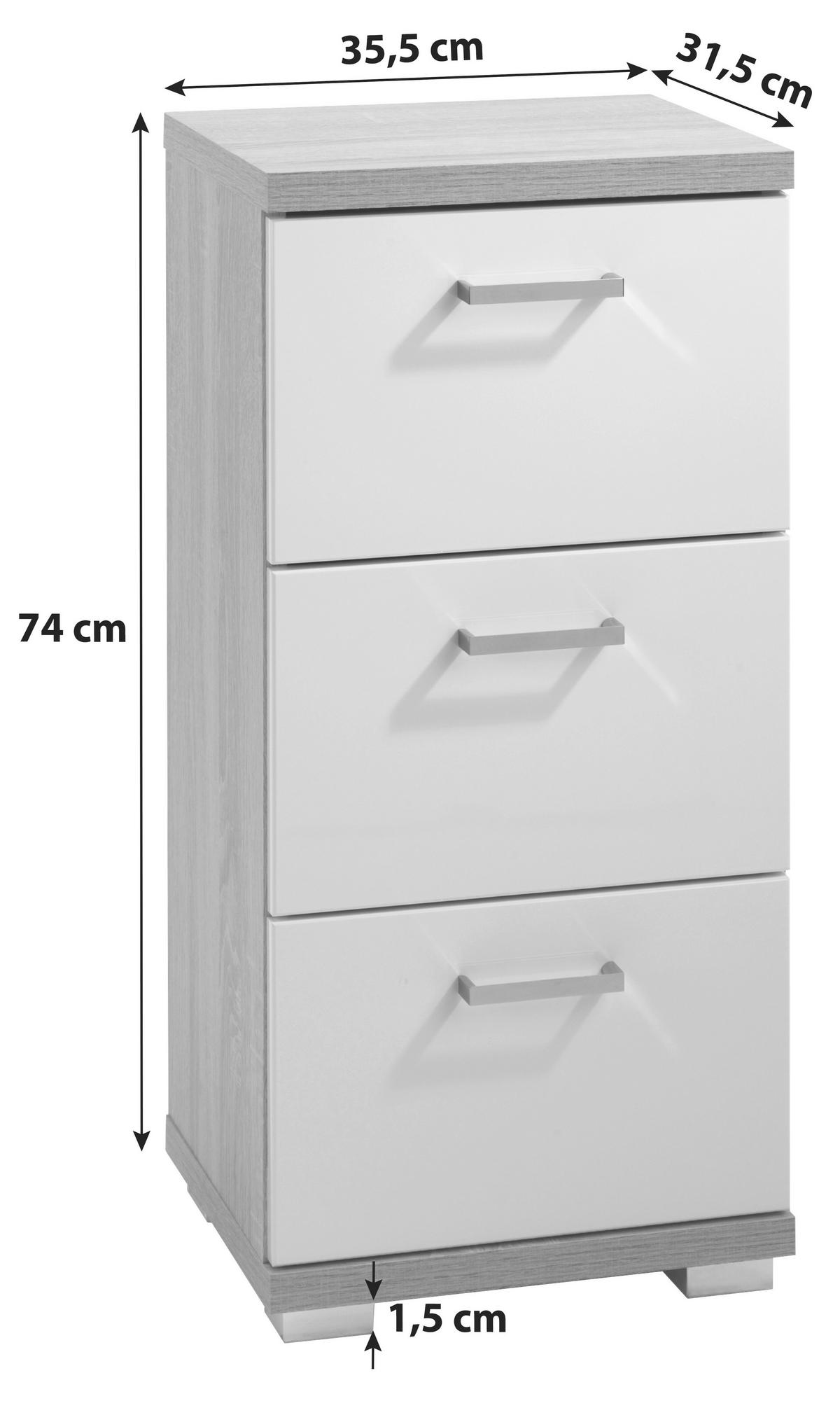 Unterschrank Nebraska B:35,5cm Sonoma Eiche - Chromfarben/Weiß, MODERN, Holzwerkstoff (35,5/74/31,5cm) - MID.YOU