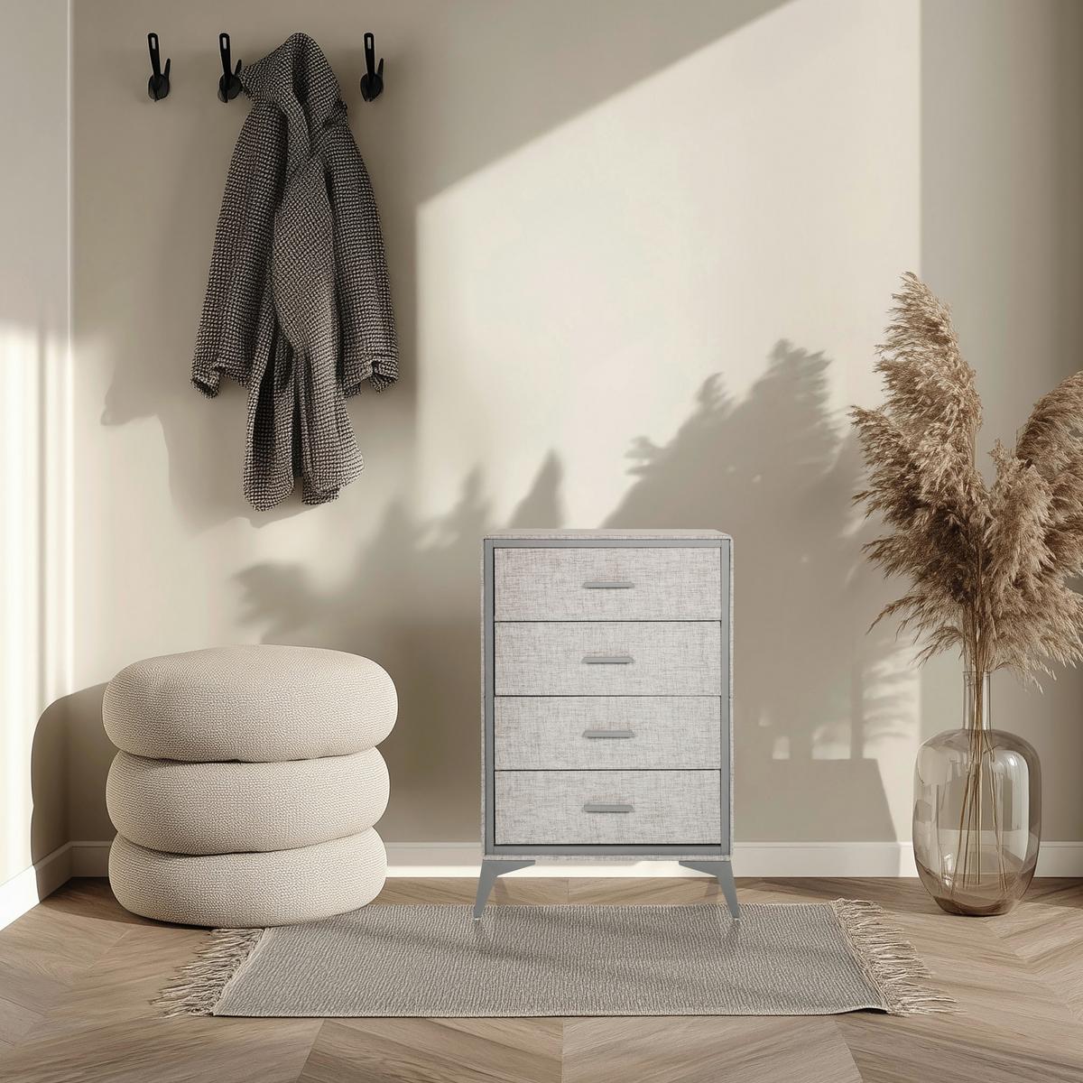 Kommode Skuffy Grau B: 60 Cm - Grau, MODERN, Textil (60/90/35,5cm) - MID.YOU