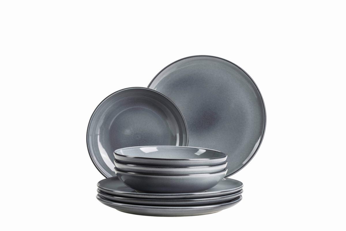 Tafelservice Livio Blaugrau 4 Personen - Blaugrau, Basics, Keramik - Mäser