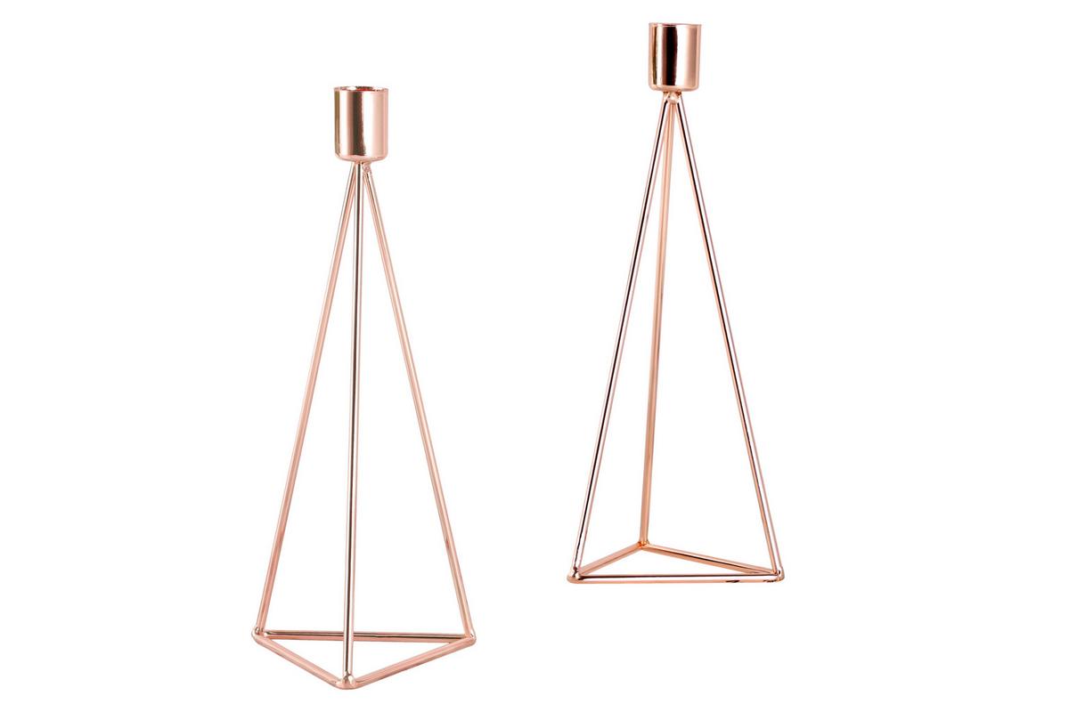 Kerzenständer-Set Eisen für Stabkerzen 2-teilig - Kupferfarben, Basics, Metall (9,5/24,2cm) - Echtwerk