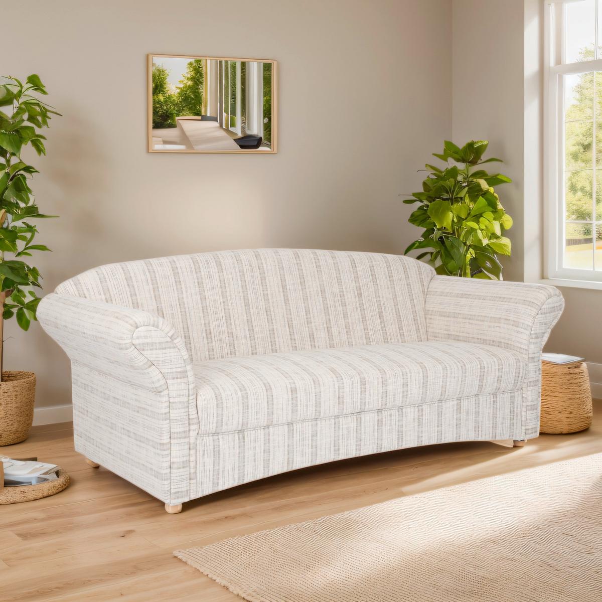 3-Sitzer Loretta Grau, ca. 204x83x85 cm - Hellgrau, Basics, Holz/Textil (204/83/85cm)