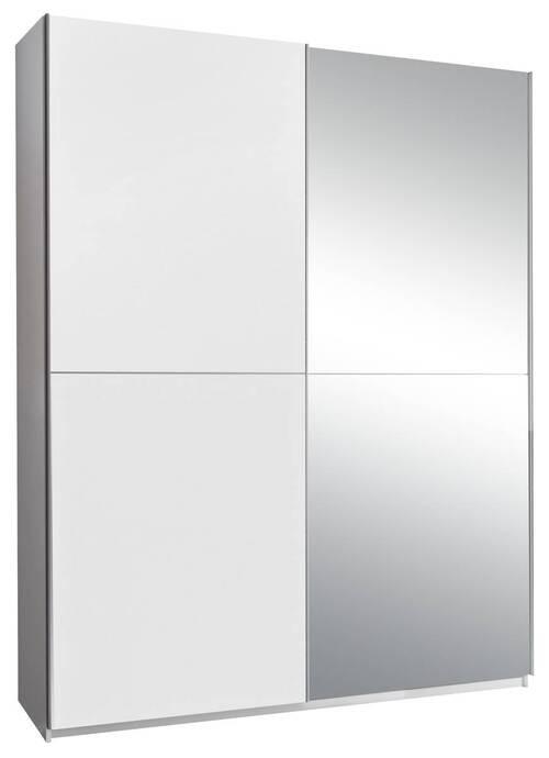 Schwebetürenschrank mit Spiegel 170cm Starter, Weiß Dekor - Eichefarben/Weiß, Design, Glas/Holzwerkstoff (170/195/59cm) - P & B