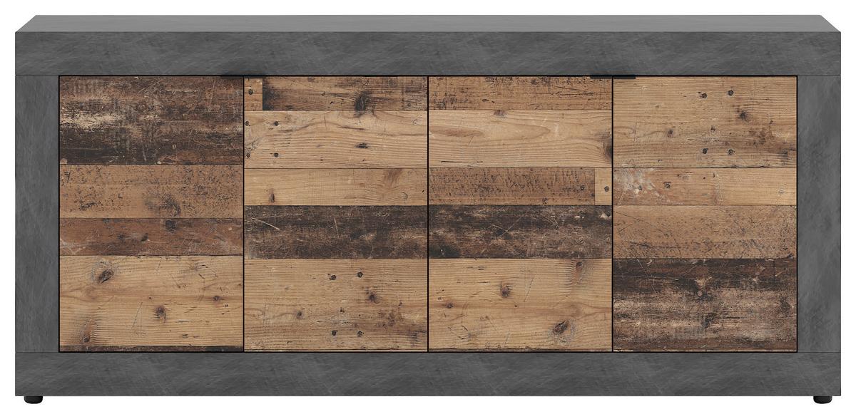 Sideboard Lunea - Alteiche/Schwarz, Design, Holzwerkstoff (180/86/42cm) - MID.YOU