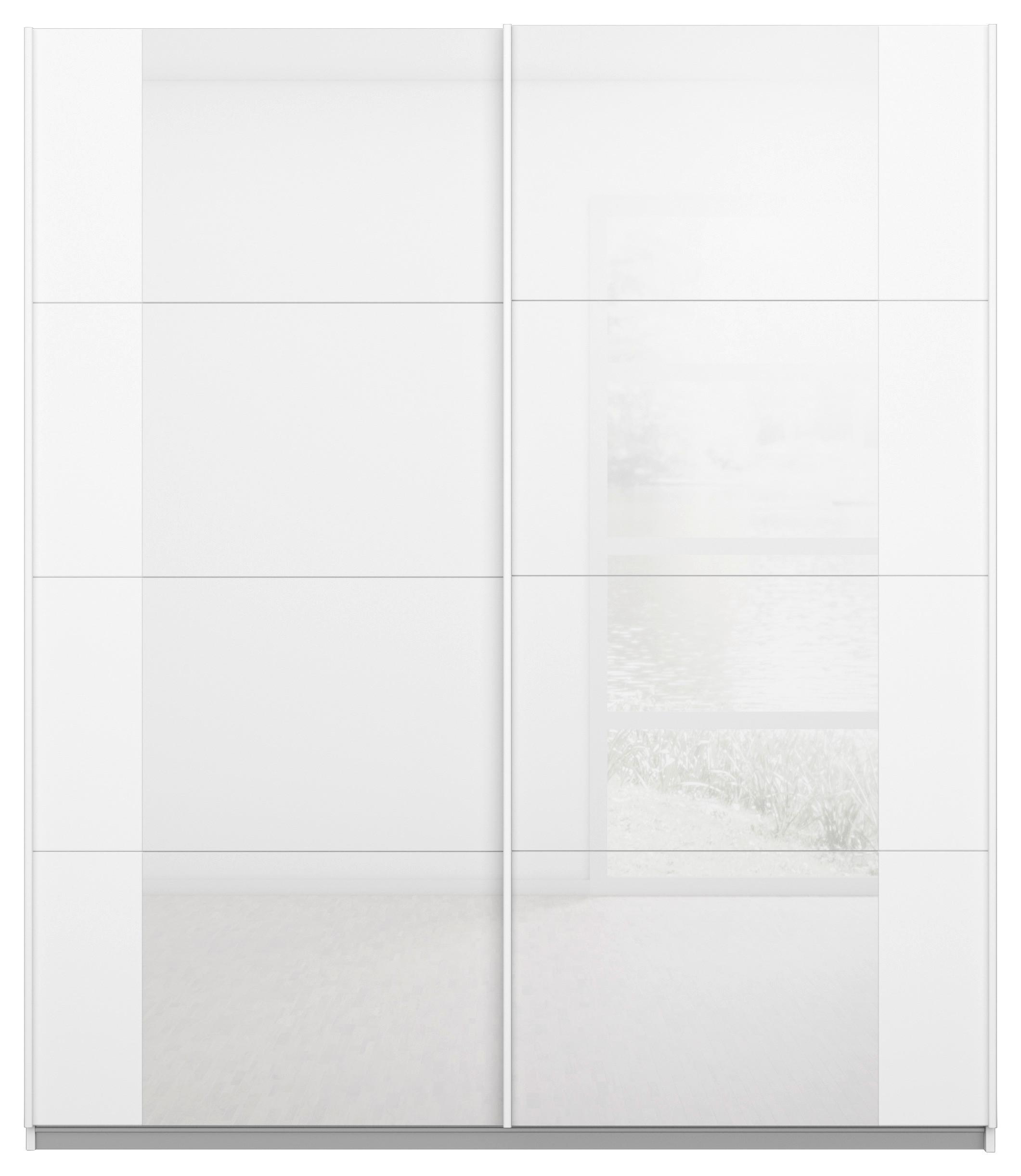 Schwebetürenschrank Artemis B: 181 cm Weiß/Weiß Hochglanz - Weiß Hochglanz/Weiß, MODERN, Glas/Holzwerkstoff (181/210/62cm) - Rauch Möbel