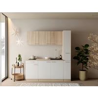 KÜCHENBLOCK Ingrid, Weiß B: 180 cm - Eichefarben/Weiß, Design, Holzwerkstoff (180cm) - Respekta