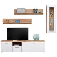 Wohnkombination 4-Tlg. Auris, Weiß/Eiche Dekor - Weiß, MODERN, Glas/Holzwerkstoff (230,3/204,2/49,6cm) - Luca Bessoni