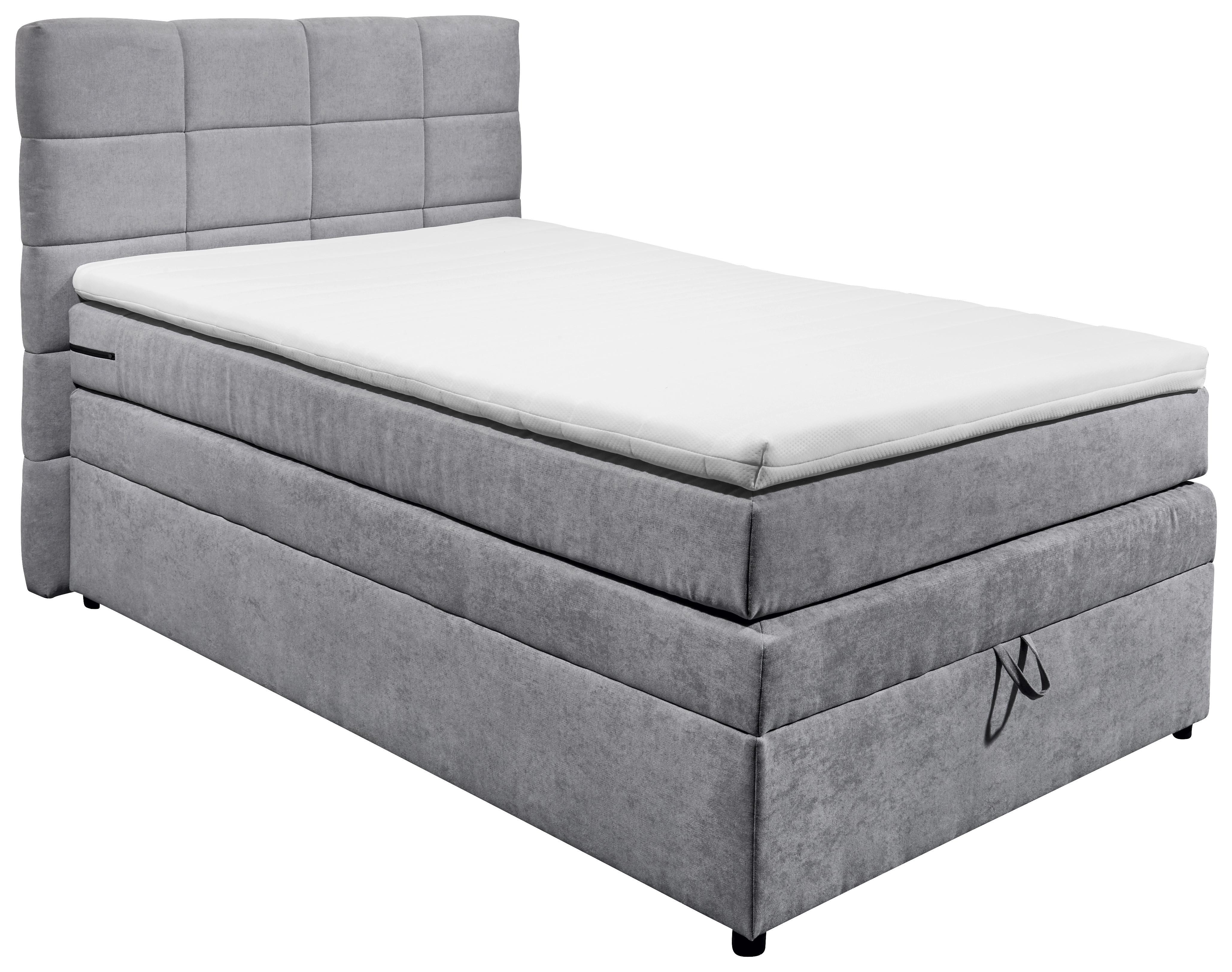 Boxspringbett mit Topper & Bettkasten 120x200 Tacoma 3 - Hellgrau, KONVENTIONELL (120/200cm) - MID.YOU