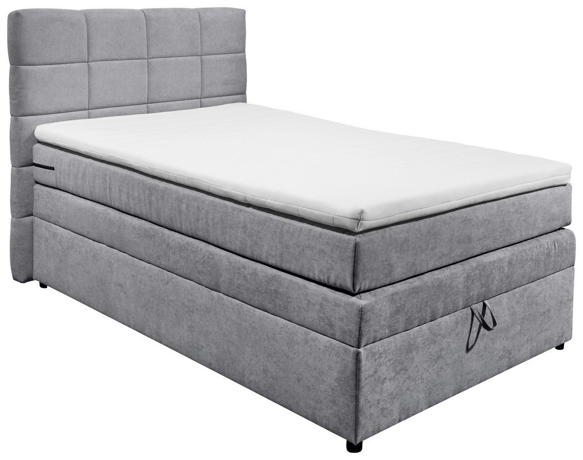 Boxspringbett Mit Topper & Bettkasten 120x200 Tacoma 3 - Hellgrau, KONVENTIONELL (120/200cm) - MID.YOU