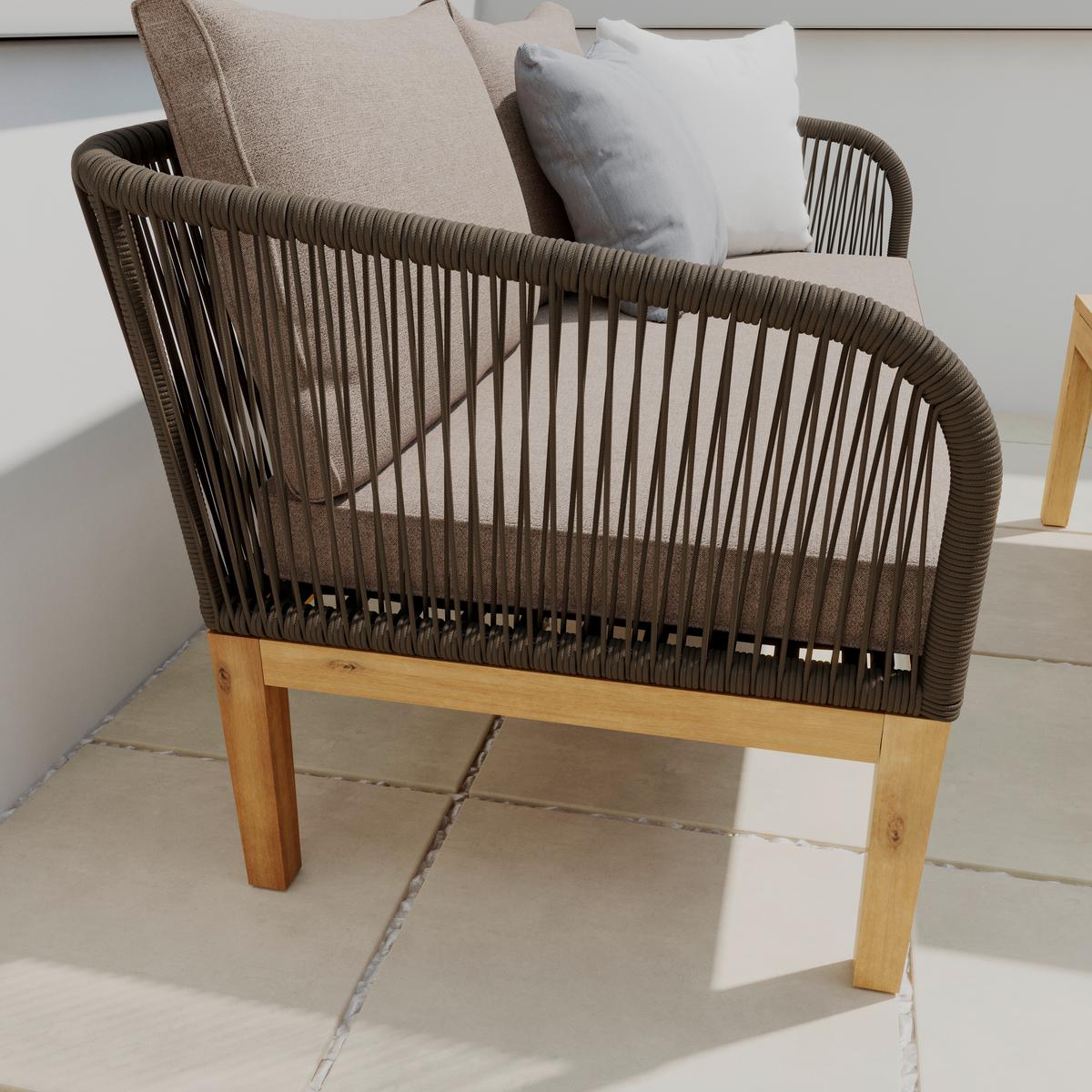 TERASOVÁ SEDACÍ SOUPRAVA MAJA - šedá/barvy akácie, Moderní, kov/dřevo (142/74/73cm) - Mömax