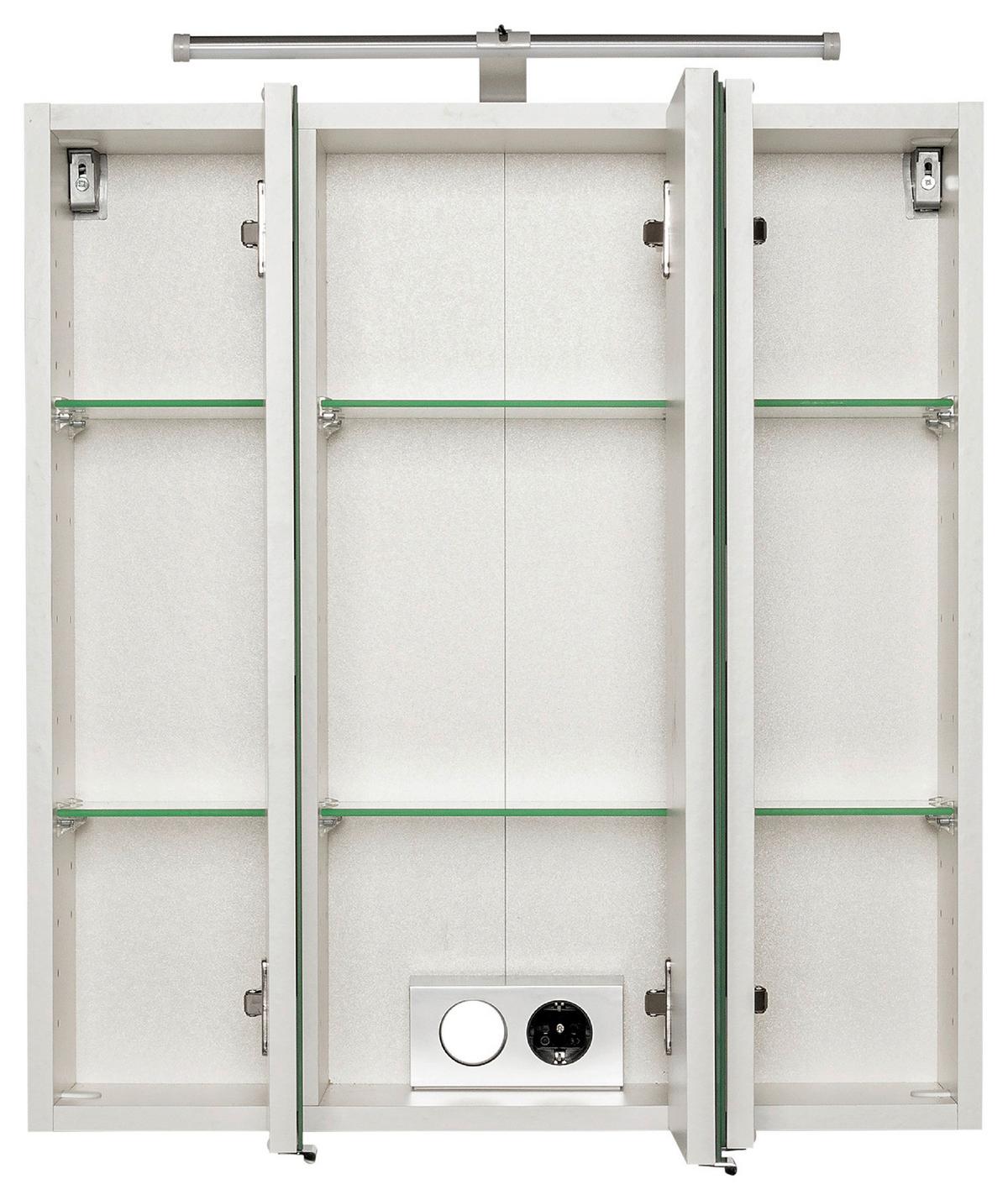 Spiegelschrank Paris Weiß B: 60 cm - Weiß, MODERN, Glas/Holzwerkstoff (60/64/20cm) - Held