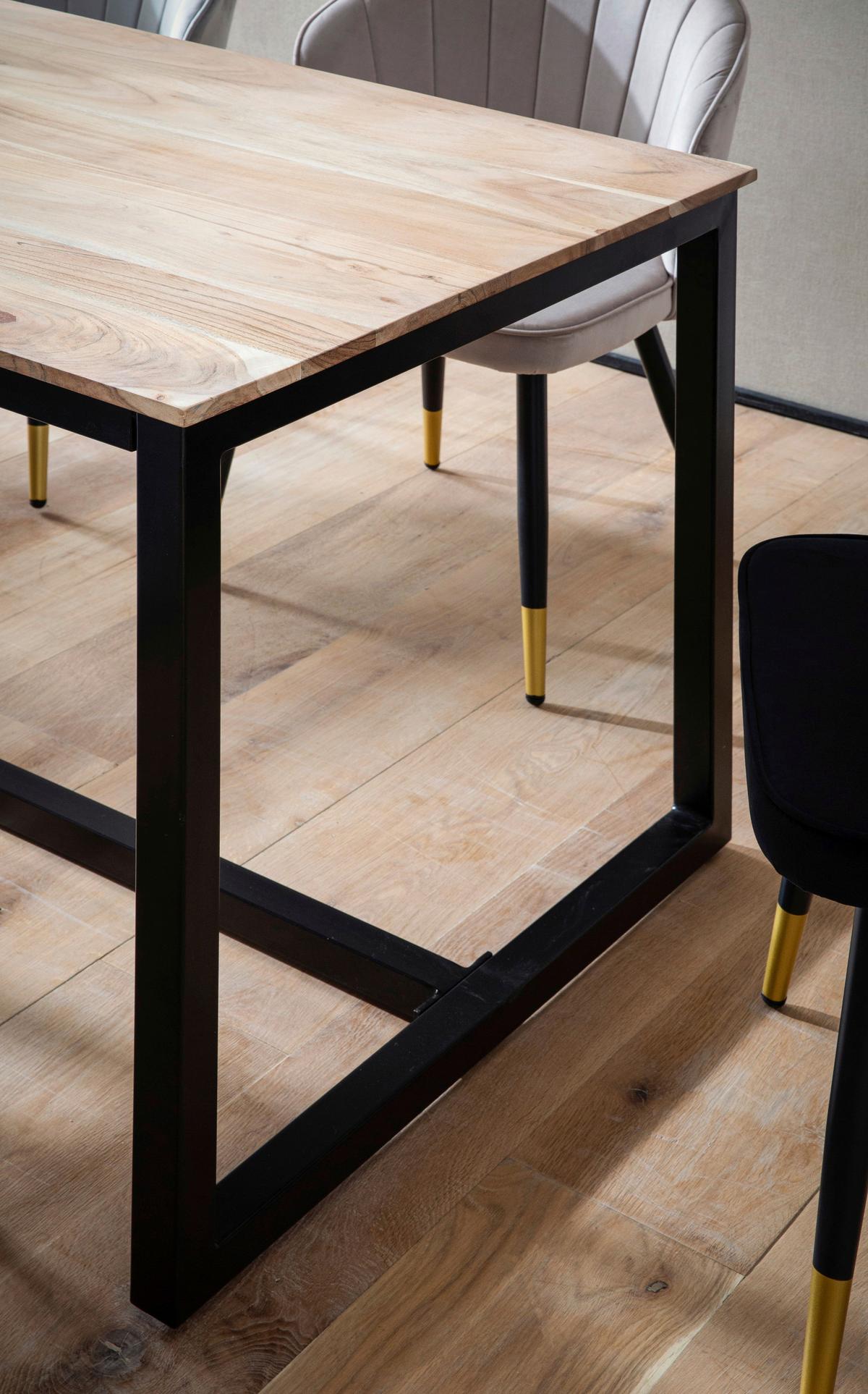 Esstisch Akaziefarben L: 120 Cm - Schwarz/Akaziefarben, Design, Holz/Metall (120/60/76cm) - MID.YOU