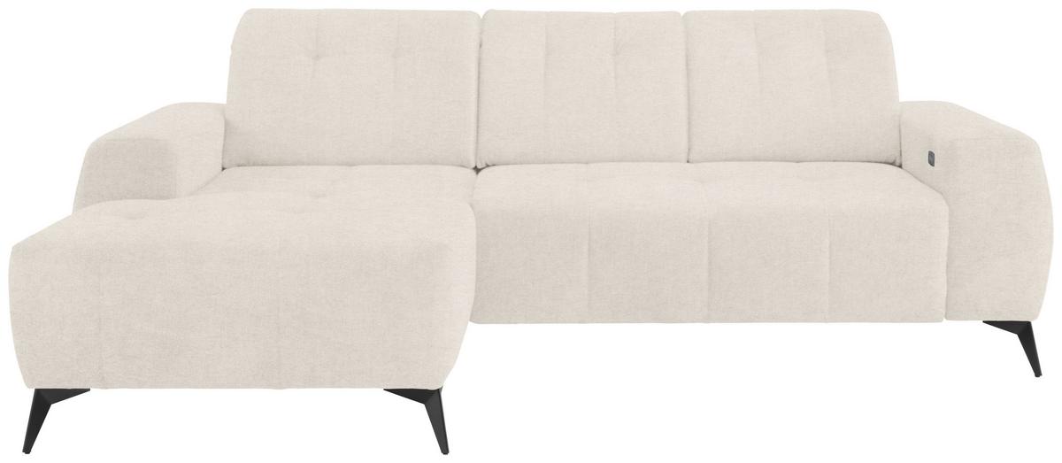 Ecksofa mit USB Anschluss Sano, Creme, S: 180x258 cm - Creme/Schwarz, MODERN, Textil (180/258cm) - Livetastic