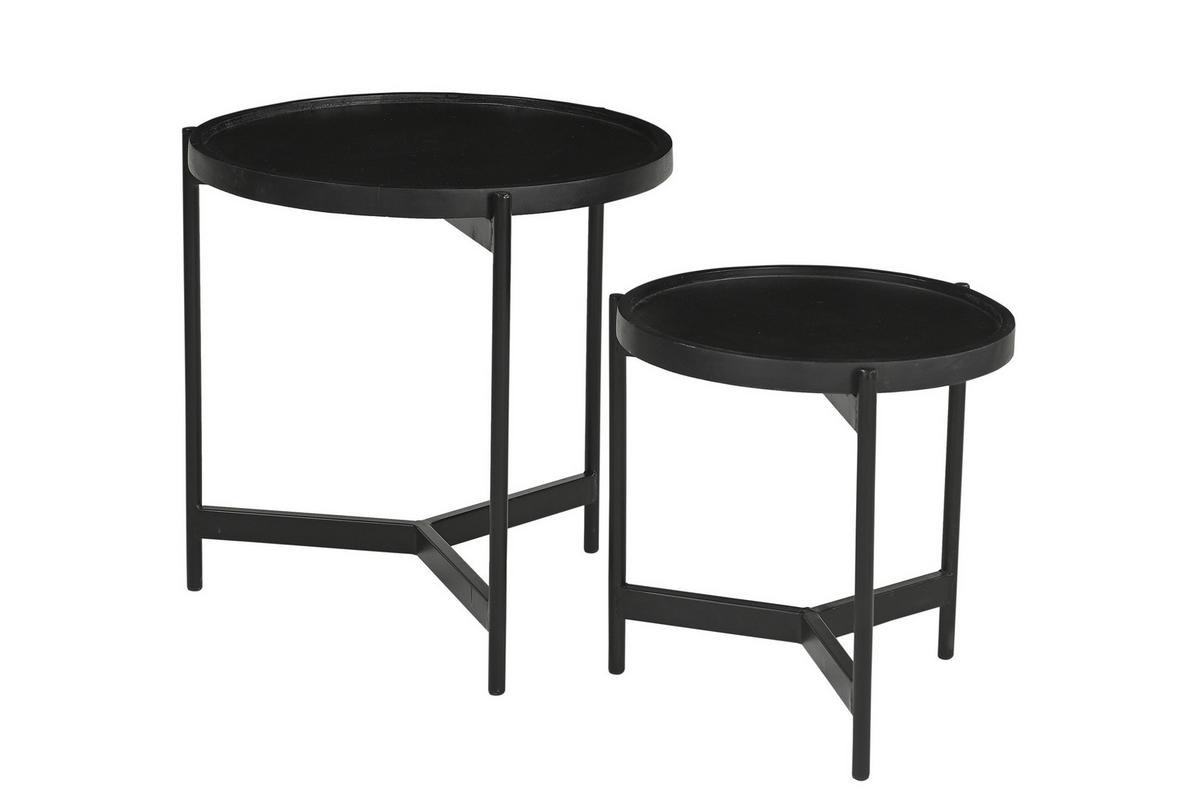 Beistelltischset Schwarz B: 45-35 Cm - Schwarz, Design, Holz/Metall (45-35/45-35/45-35cm) - MID.YOU