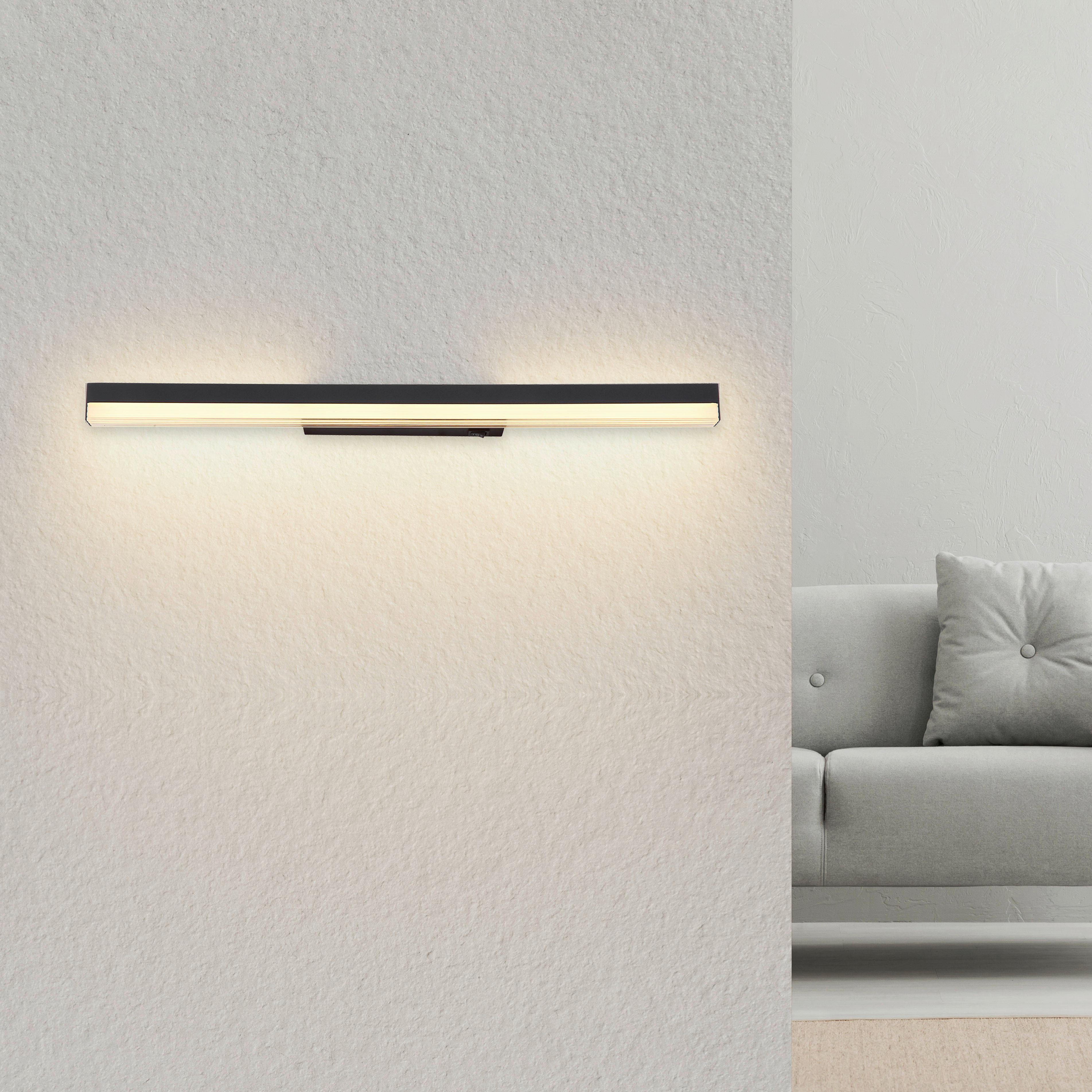 LED-Wandleuchte 41926b - Opal/Schwarz, Basics, Kunststoff/Metall (60/6/4cm) - Globo