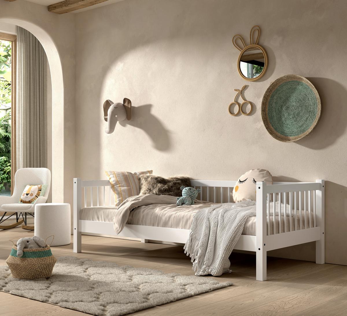 Bett Forrest - Weiß/Naturfarben, MODERN, Holz (90/200cm) - MID.YOU