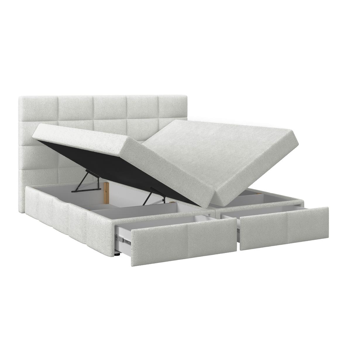 Polsterbett Alba Boucle Hellgrau, 160x200 cm - Hellgrau/Schwarz, Trend, Textil (160/200cm)