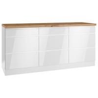 Küchenunterschrank Monza 180 cm Weiß/Eiche Dekor - Weiß Hochglanz/Eiche Wotan, LIFESTYLE, Holzwerkstoff (180/86/60cm) - Held