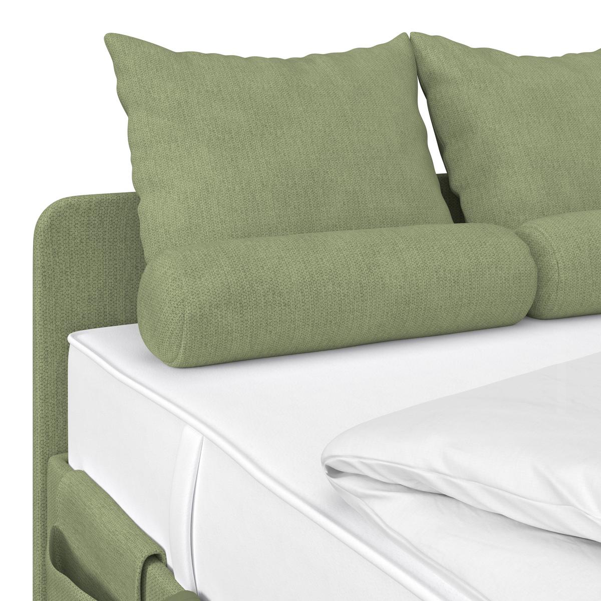 Kárpitozott Ágy Remi 120/200cm - ezüstszínű/zöld, Modern, textil/fa (120/200cm)