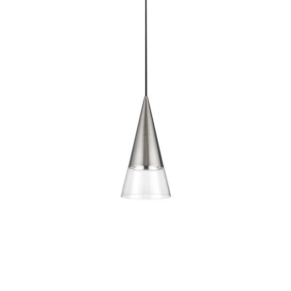 Hängeleuchte Cono Klar Nickelfarben D: 15cm - Klar/Nickelfarben, KONVENTIONELL, Glas/Metall (15/50/233cm) - Ideal Lux