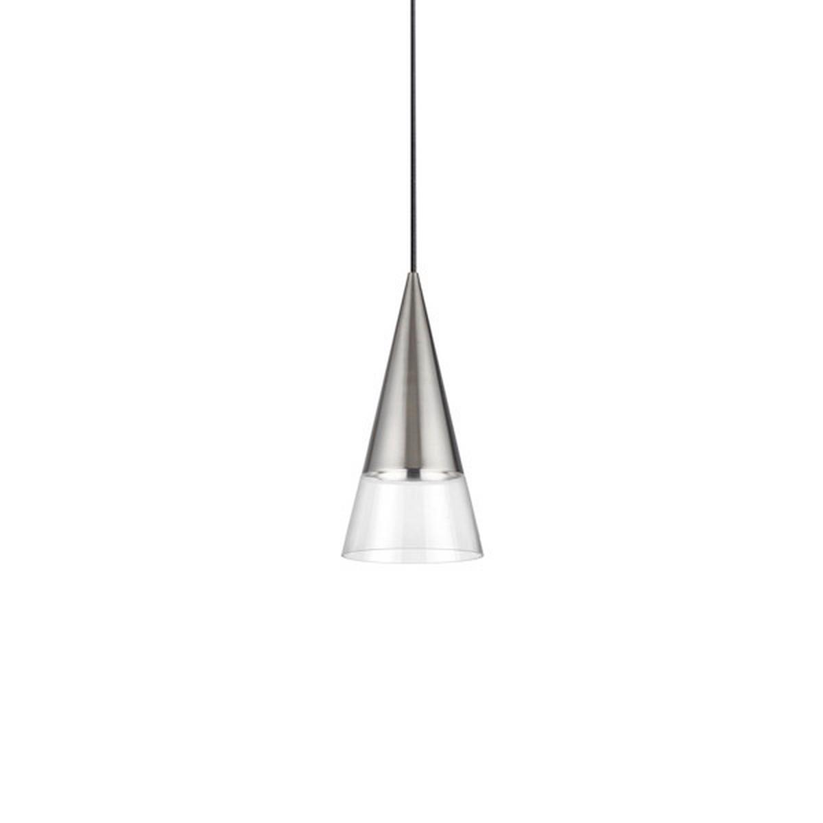 Hängeleuchte Cono Klar Nickelfarben D: 15cm - Klar/Nickelfarben, KONVENTIONELL, Glas/Metall (15/50/233cm) - Ideal Lux