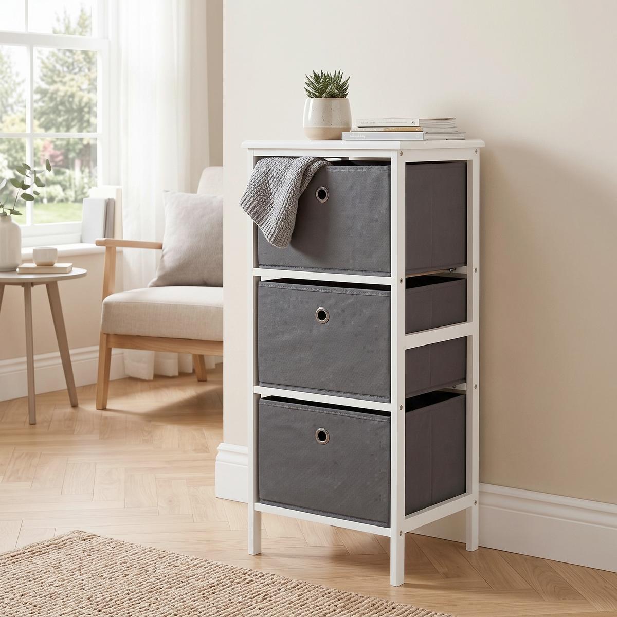 Regal Oliver 2 37 cm Grau / Weiß - Weiß/Grau, MODERN, Holz/Papier (37/80/30cm)