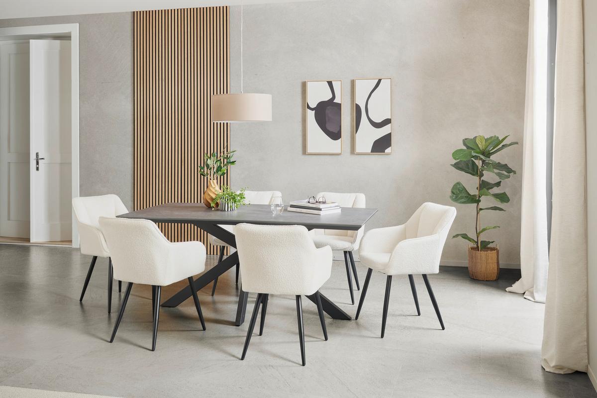 Esstisch Steve 1 180x90 Cm Schwarz - Schwarz, MODERN, Keramik/Holzwerkstoff (180/76/90cm)