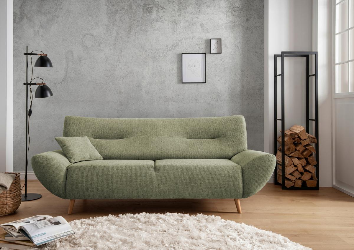 3-sitzer-sofa Drago Grün Zierkissen - Wildeiche/Grün, MODERN, Holz/Textil (205/81/90cm) - MID.YOU