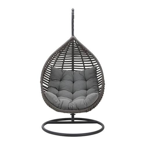 Závěsní křeslo NANCY - černá/tmavě šedá, Moderní, kov/textil (105/196/120cm) - Bessagi Garden