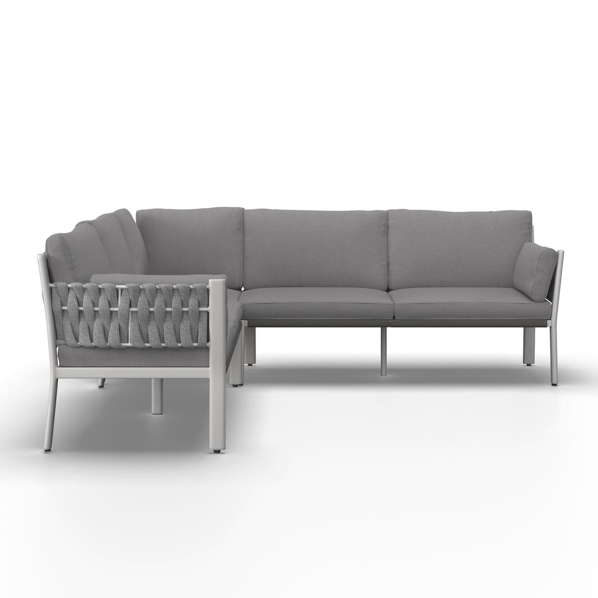 JÍDELNÍ TERASOVÁ SOUPRAVA ELISA - bílá/světle šedá, Moderní, kov/textil (238/74/75cm) - Bessagi Garden