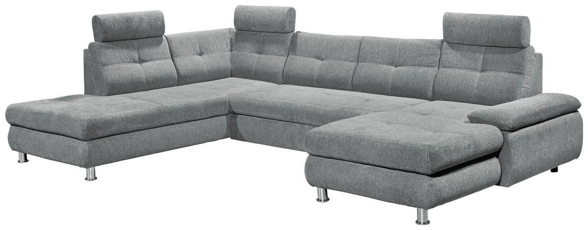 Wohnlandschaft mit Schlaffunktion Alba, Webstoff - Hellgrau, MODERN, Textil (233/349/177cm) - MID.YOU