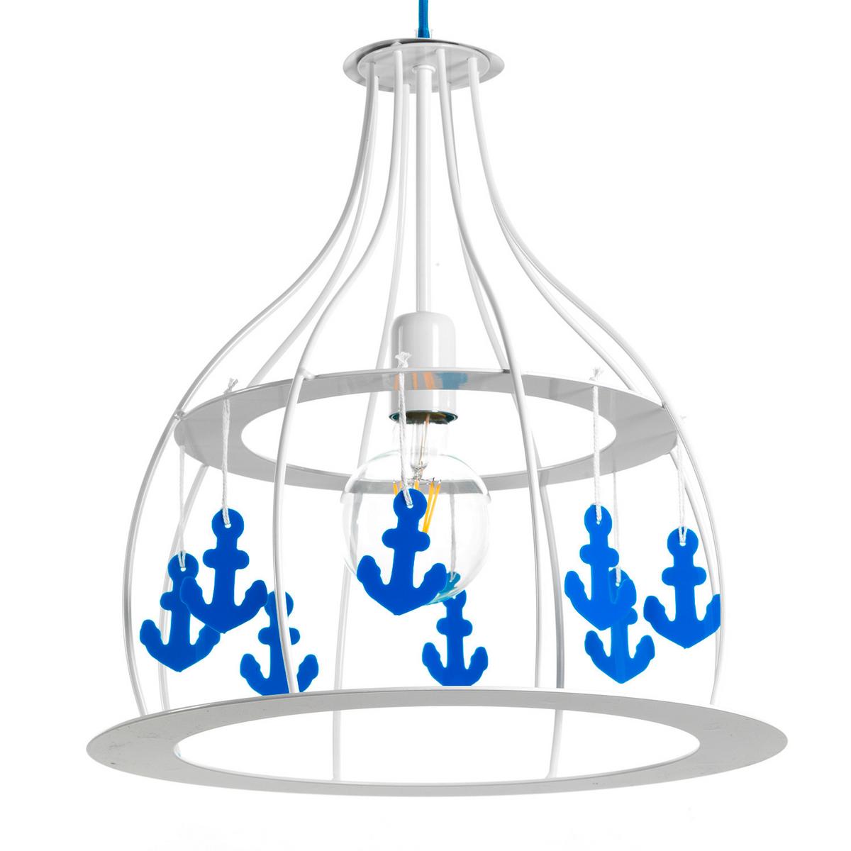 Hängeleuchte Blau Weiß D: 40 cm 22w - Blau/Weiß, KONVENTIONELL, Kunststoff/Metall (40/106cm)