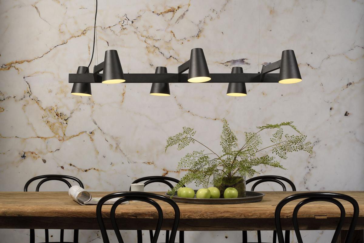 Hängeleuchte Biarritz H: 67 cm 6-Flammig Schwenkbar/Kürzbar - Schwarz, Design, Metall (120/26/67cm) - It's about Romi
