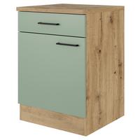 SPODNÁ KUCHYNSKÁ SKRINKA CARA US 60 - čierna/zelená, Konventionell, kov/kompozitné drevo (60/85/57cm) - FlexWell