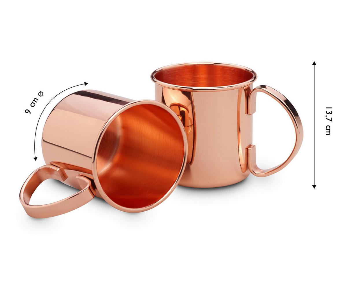 Becherset Echtwerk Kupferbecher-Set - Kupferfarben, Design, Metall (9/13,7cm) - Echtwerk