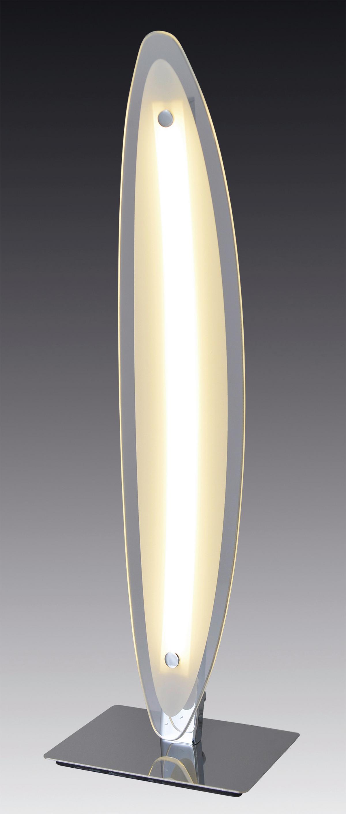 LED-Tischlampe Surf dimmbar Chromfarben Surfbrett Design - Chromfarben, Basics, Glas/Metall (43cm) - Näve