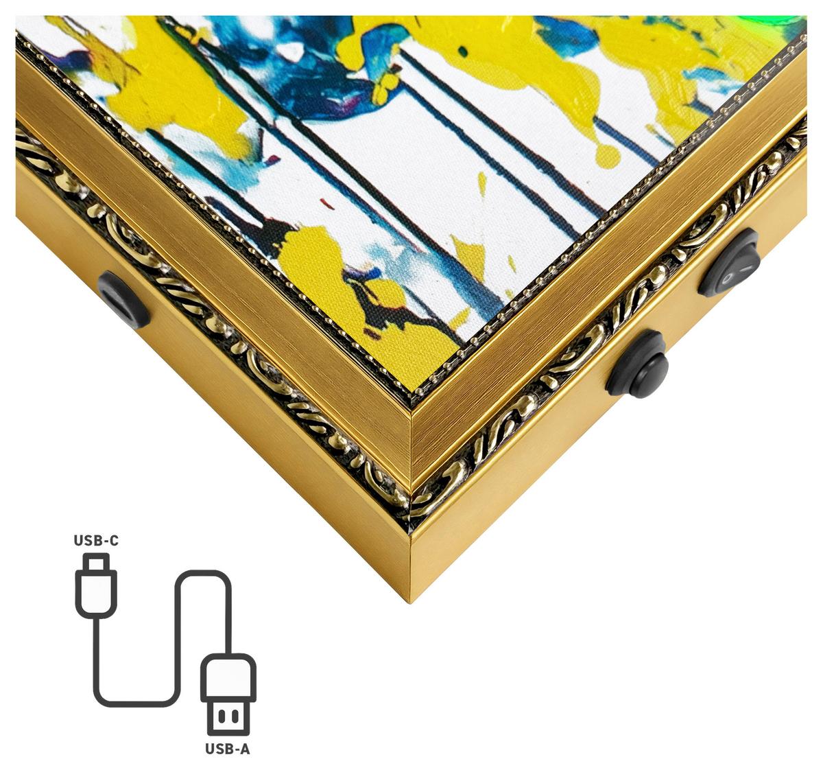 LED-Bild Neon Lemons - Multicolor/Schwarz, Basics, Holzwerkstoff/Kunststoff (50/70/3,5cm)