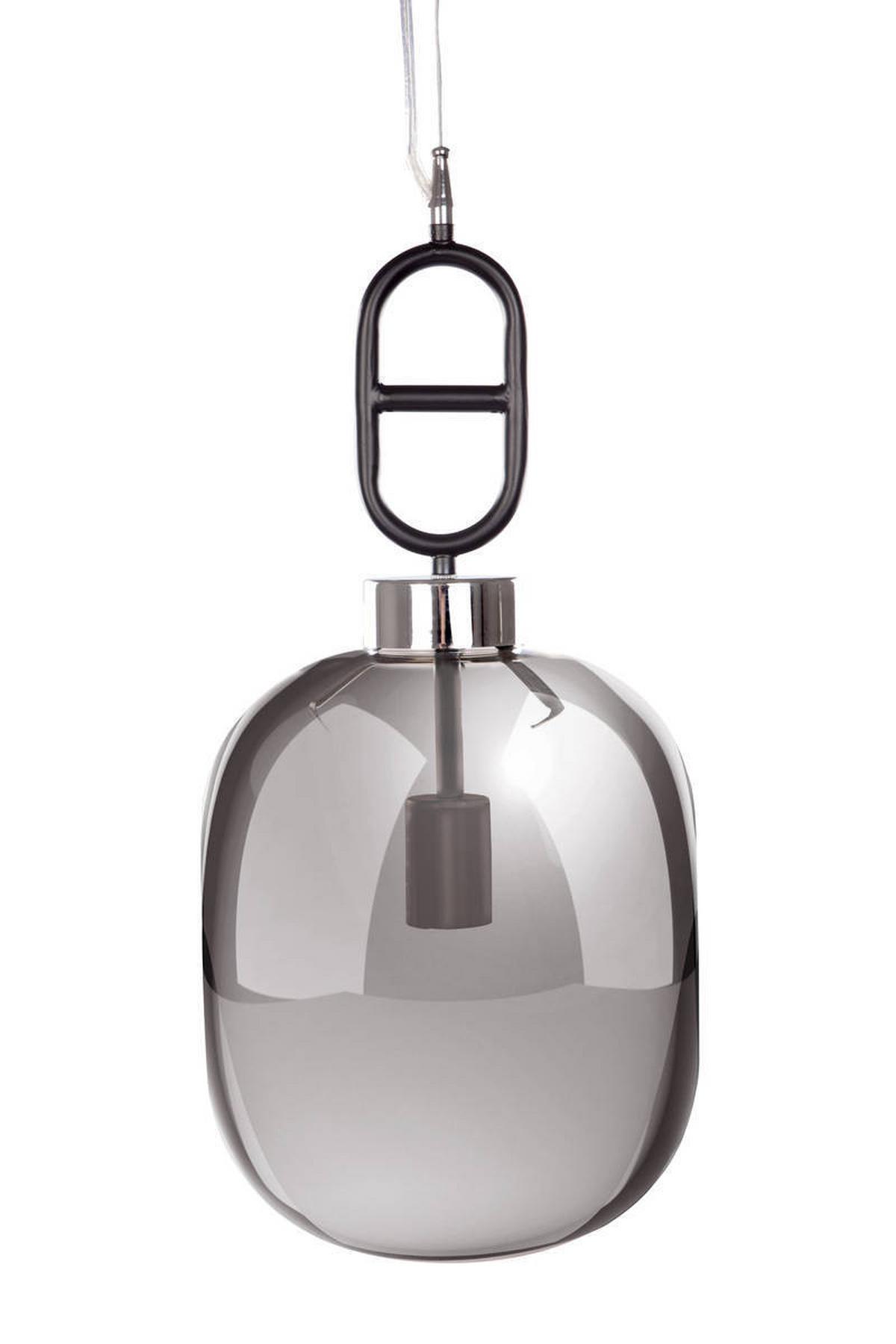 Hängeleuchte Calai H: 150 cm 1-Flammig - Schwarz/Grau, Trend, Glas/Metall (25/150/25cm) - Kayoom