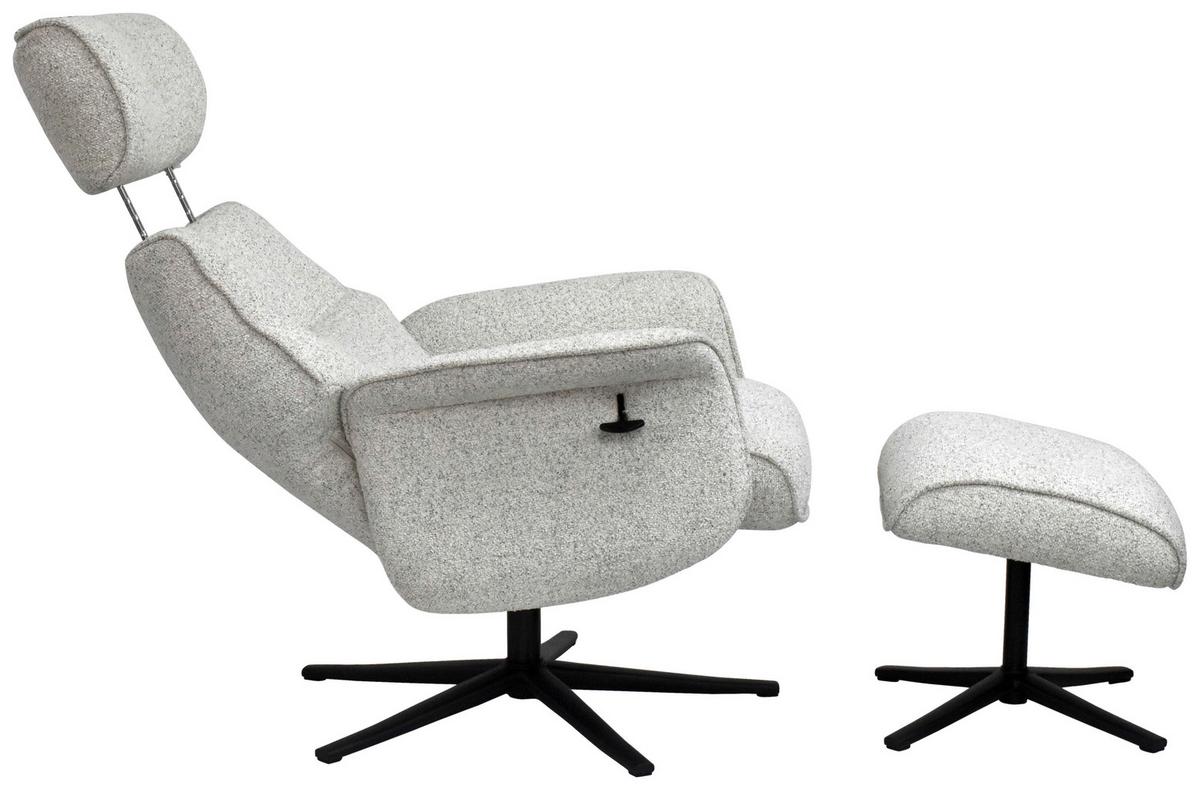 Relaxsesselset Mellow Beige B: 77 cm - Creme/Schwarz, Design, Holz/Textil (77/108/81cm) - Livetastic